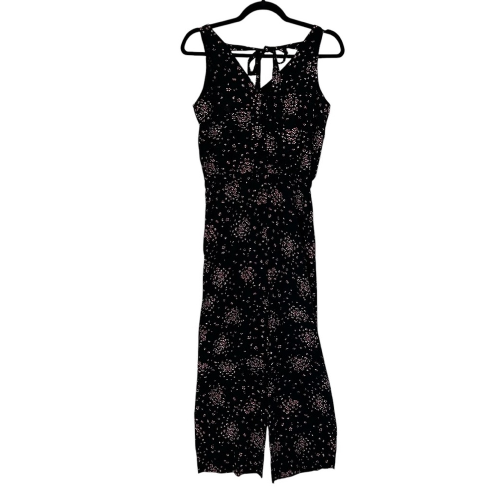 LOFT PETITES NWT! Women’s Sleeveless Jumpsuit Cherry Blossom Floral BlkPink XXSP - Picture 1 of 13